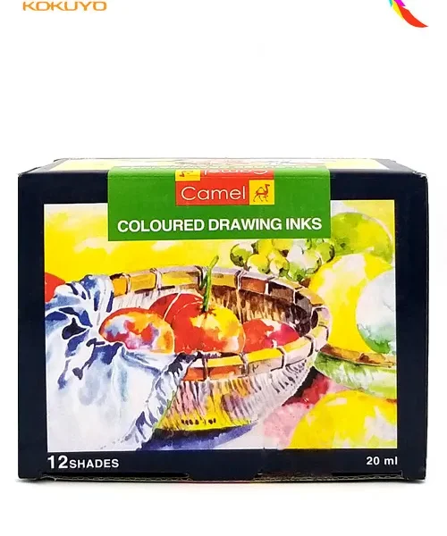 Camel Coloured Drawing Inks – 12 Shades 20ml Each - Bhandari Stationers