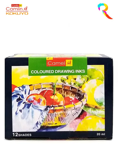 Camel Coloured Drawing Inks – 12 Shades 20ml Each - Bhandari Stationers
