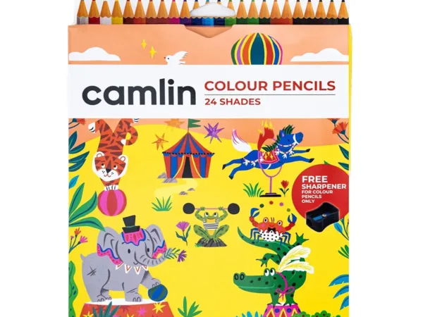 Camlin Colour Pencils Assorted Pack Of 24 Shades With Sharpener - Bhandari Stationers - Best Stationery Store In Kota