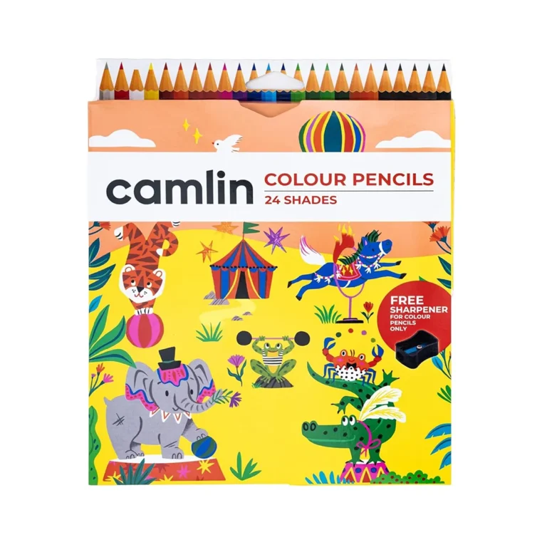 Camlin Colour Pencils Assorted Pack Of 24 Shades With Sharpener - Bhandari Stationers