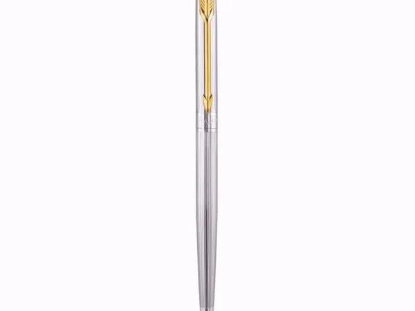 PARKER Insignia Shiny Chrome Gold Trim Premium Ballpoint Pen - Bhandari Stationers - Best Stationery Store In Kota