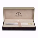 PARKER Insignia Shiny Chrome Gold Trim Premium Ballpoint Pen - Bhandari Stationers