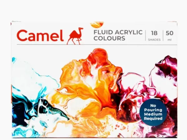 Camel Fluid Acrylic Colours | 18 Shades, 50 ML Each - Best Stationery Store In Kota