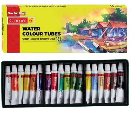 CAMEL WATER COLOUR TUBES 18 SHADES SMOOTHE COLOURS FOR TRANSPARENT EFFECT - Bhandari Stationers - Best Stationery Store In Kota