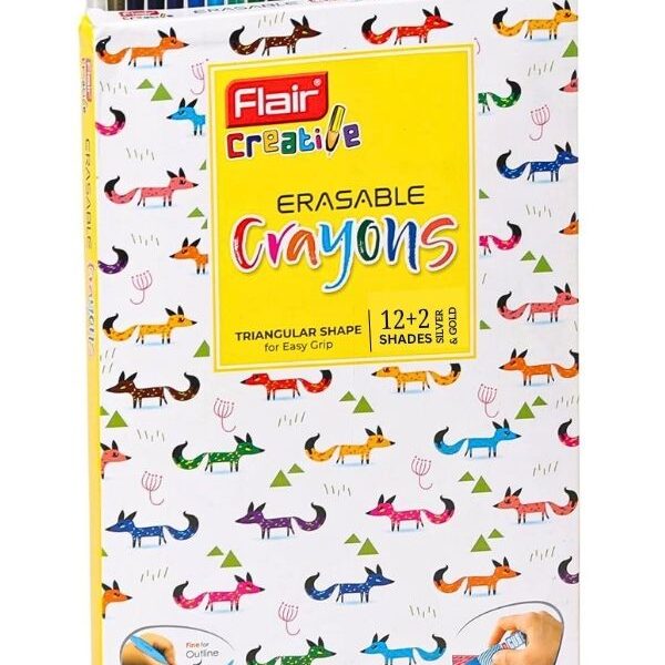 Flair Creative Erasable Crayons 12+2 - Bhandari Stationers