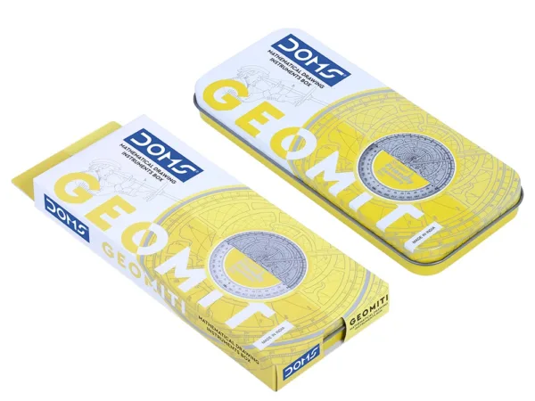 DOMS Geomiti Mathematical Drawing Instruments Set, Yellow Metal Box - Bhandari Stationers - Best Stationery Store In Kota