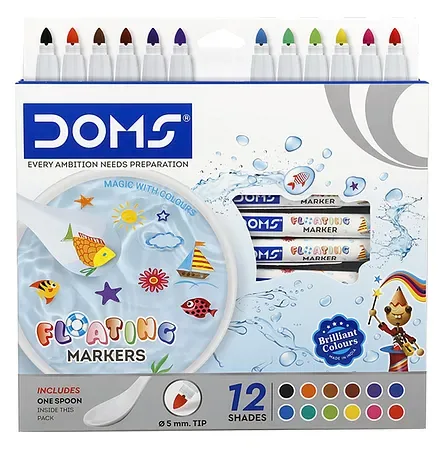 Doms Floating Markers - 12 Shades Includes One Spoon Inside This Pack | Pack Of 1, Multicolor - Bhandari Stationers - Best Stationery Store In Kota