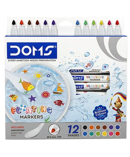 Doms Floating Markers - 12 Shades Includes One Spoon Inside This Pack | Pack Of 1, Multicolor - Bhandari Stationers
