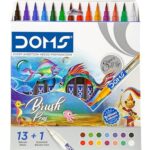 DOMS 12 Shades Brush Pen Box Pack | Super Soft Tip With Brilliant Colors | Water Based Ink Pack Of 1, Multicolor - Bhandari Stationers