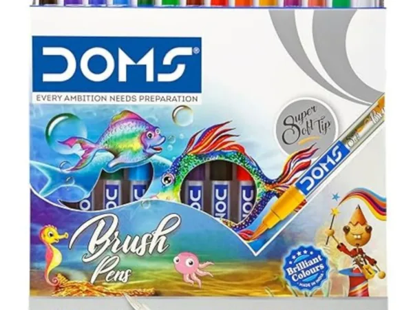 DOMS 12 Shades Brush Pen Box Pack | Super Soft Tip With Brilliant Colors | Water Based Ink Pack Of 1, Multicolor - Bhandari Stationers - Best Stationery Store In Kota