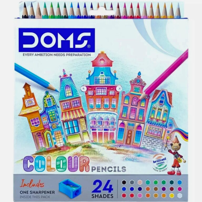 DOMS Color Pencils 24 Shades | Includes One Sharpener Inside | Pack Of 1, Multicolor - Bhandari Stationers