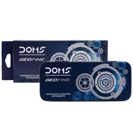DOMS Geofine Mathematical Drawing Instruments Set, Navy Blue Metal Box - Bhandari Stationers - Best Stationery Store In Kota