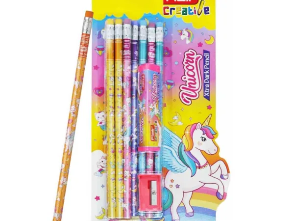 FLAIR Extra Dark Unicorn Pencil Kit With Eraser & Sharpener - Bhandari Stationers - Best Stationery Store In Kota