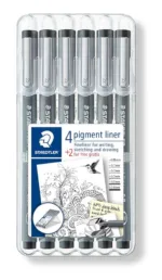 Staedtler 4+2 Pigment Liner Fineliner, Sketching And Drawing Pen Set (Pack of 6) Free 2 Gratis - Bhandari Stationers - Best Stationery Store In Kota