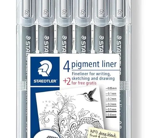 Staedtler 4+2 Pigment Liner Fineliner, Sketching And Drawing Pen Set (Pack of 6) Free 2 Gratis - Bhandari Stationers - Best Stationery Store In Kota