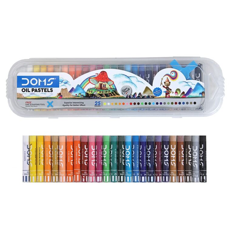 DOMS Oil Pastels 25 Shades with Case | Smooth Color Intermixing for Better Effect | Free Scrapping Tool | Pack of 1, Multicolor - Bhandari Stationers