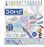 Doms Super Soft Tip Pastel Shades Brush Pen Set | 12 Pastel Shades + 1 Silver Shade + 1 Blender | Pack Of 1 - Bhandari Stationers
