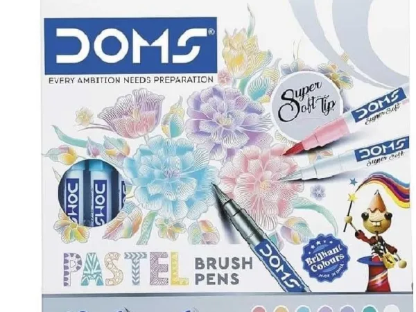 Doms Super Soft Tip Pastel Shades Brush Pen Set | 12 Pastel Shades + 1 Silver Shade + 1 Blender | Pack Of 1 - Bhandari Stationers - Best Stationery Store In Kota