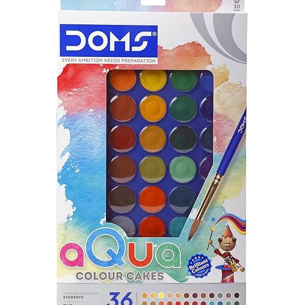 Doms 36 Shades 30mm Water Colour Cakes | Organic Rich Colour Pigments | Free 2 x Brush Inside Pack of 1 Multicolor - Bhandari Stationers