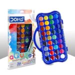 Doms 36 Shades 30mm Water Colour Cakes | Organic Rich Colour Pigments | Free 2 x Brush Inside Pack of 1 Multicolor - Bhandari Stationers