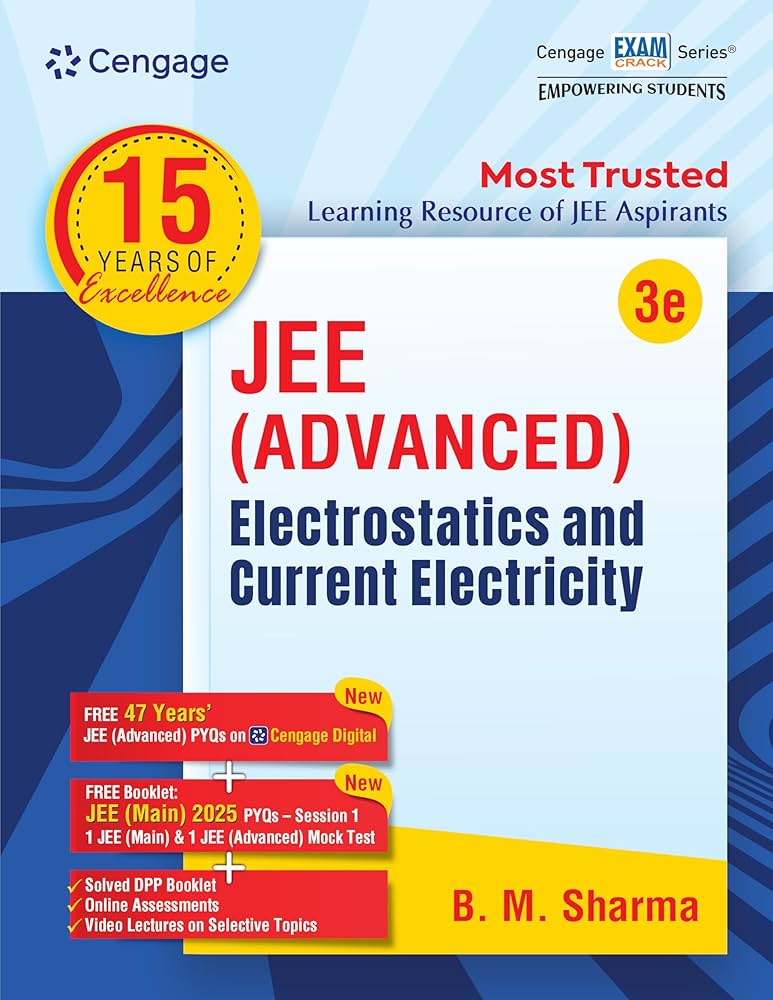81NAy2V4g1L._UF1000,1000_QL80_ Cengage 15 Years Of Excellence JEE Advanced Electrostatics And Current Electricity Textbook By B. M. Sharma - Bhandari Stationers - Best Stationery Store In Kota