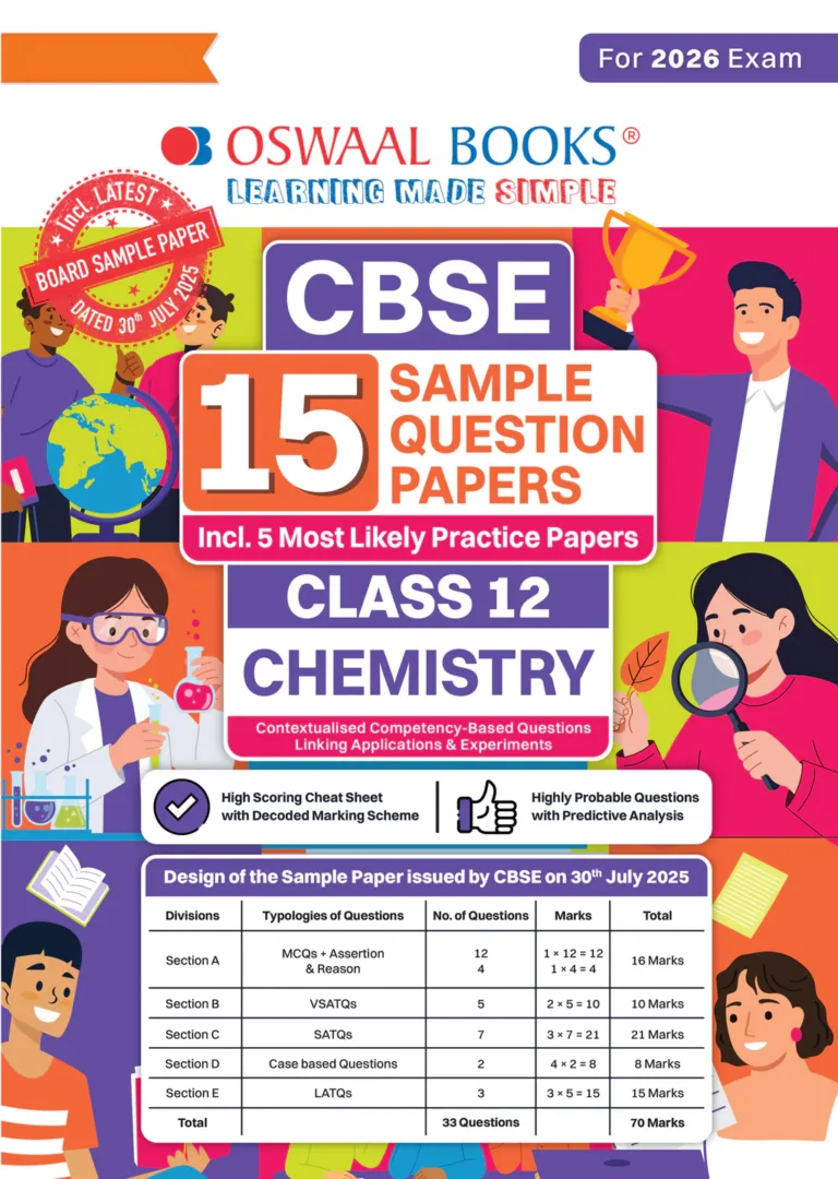 Oswaal Books CBSE Chemistry15 Sample Question Paper For Class 12th, 2025-26 With Solution - Bhandari Stationers