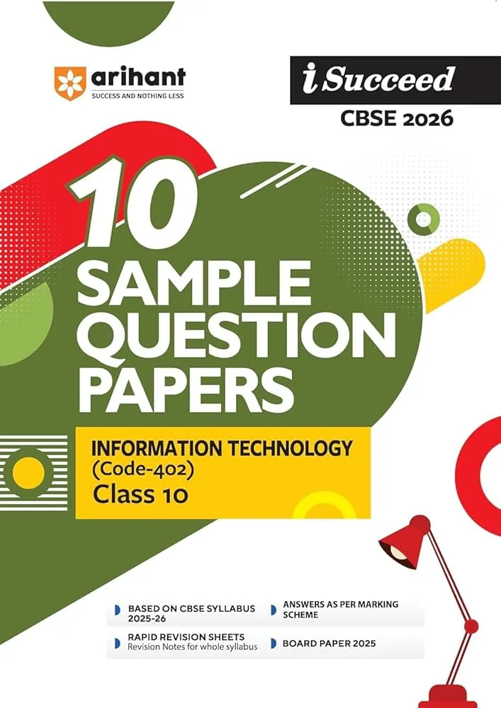 61stOKBLNfL._AC_UF1000,1000_QL80_ Arihant CBSE Information Technology 15 Sample Question Paper For Class 10th, 2025-26 With Solutions - Bhandari Stationers