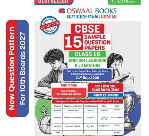 Oswaal Books English 15 Sample Paper For CBSE Class 10th 2027 Exam With Solutions - Bhandari Stationers Kota