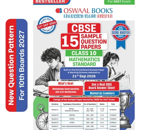 Oswaal Books Mathematics 15 Sample Paper CBSE Class 10th 2027 Exam With Solutions - Bhandari Stationers Kota