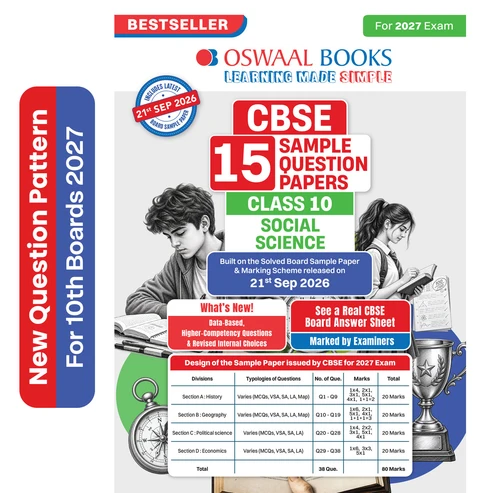 Oswaal Books Social Science 15 Sample Paper For CBSE Class 10th 2027 With Solutions - Bhandari Stationers Kota