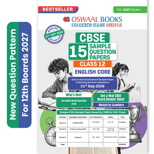 Oswaal Books English Core 15 Sample Paper For CBSE Class 12th Exam 2027 With Solution - Bhandari Stationers Kota