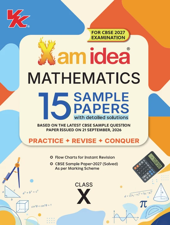 VK Xam idea Mathematics 15 Sample Questions Papers For CBSE Class 10th With Detailed Solutions - Bhandari Stationers Kota