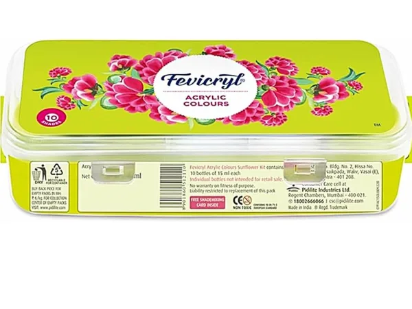 Pidilite Fevicryl Sunflower Kit Acrylic Colours 10 Shades - Bhandari Stationers