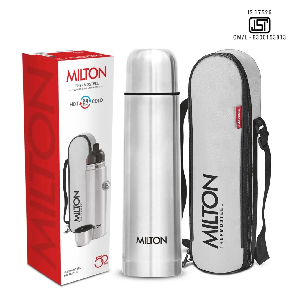 Flip Lid Thermo-Steel Hot & Cold Water Bottle 500ml - Milton - Bhandari Stationers