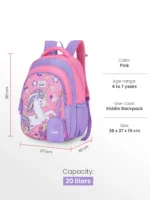 Genie Twinkle Corn School Bag for Kids - Pink - Image 6