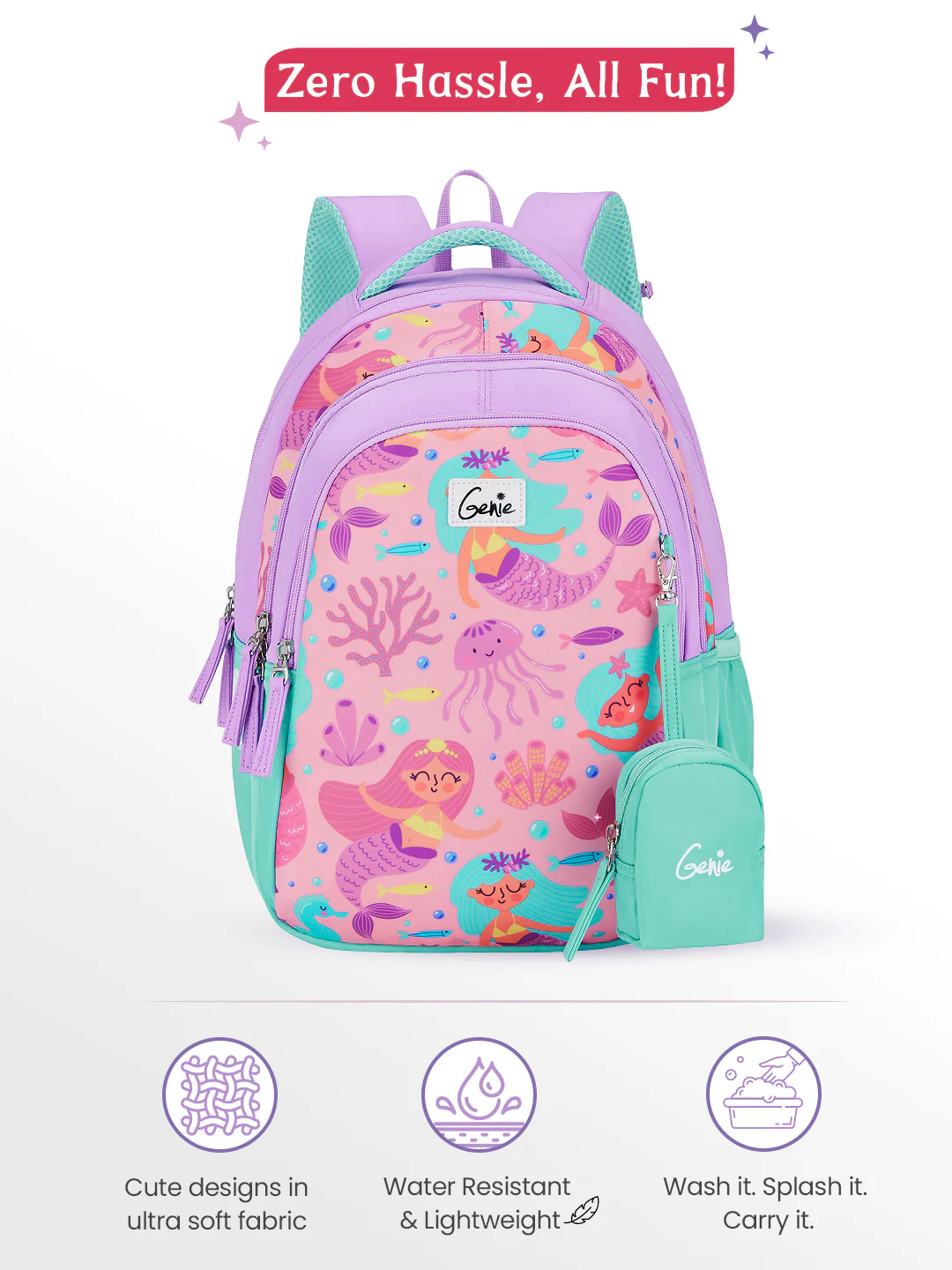 Genie Bubbles Best School Bag for Kids - Lavender - Bhandari