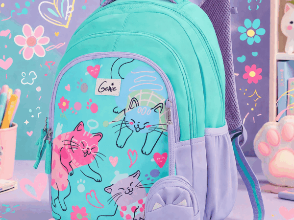 Genie Purrfect School Bag for Kids - Teal - Bhandari Stationers
