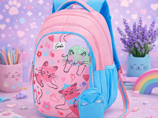 Genie Purrfect School Bag for Kids - Pink - Bhandari Stationers