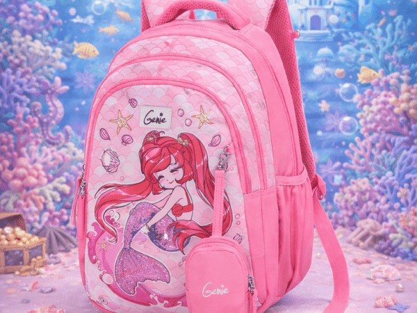 Genie Mermaid School Bag for Kids - Pink - Bhandari Stationers