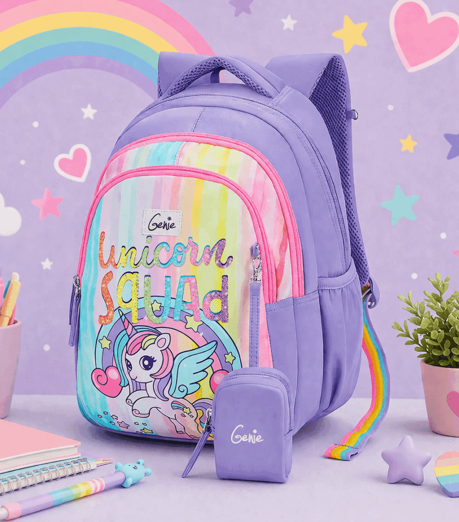 Unicorn Squad School Bag for Kids - Lavender - Bhandari Stationers