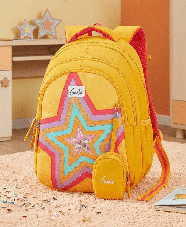 Genie Popstar School Bag for Kids - Mustard Yellow - Bhandari Stationers