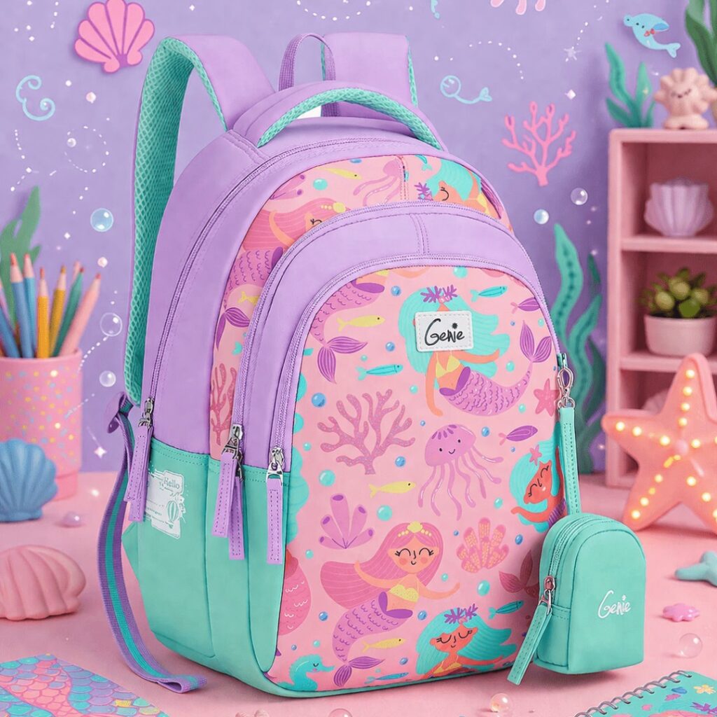 Genie Bubbles School Bag for Kids - Lavender - Bhandari Stationers