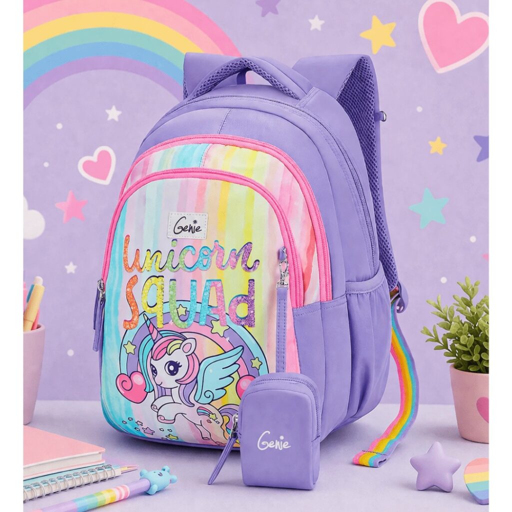 Unicorn Squad School Bag for Kids - Lavender - Bhandari Stationers