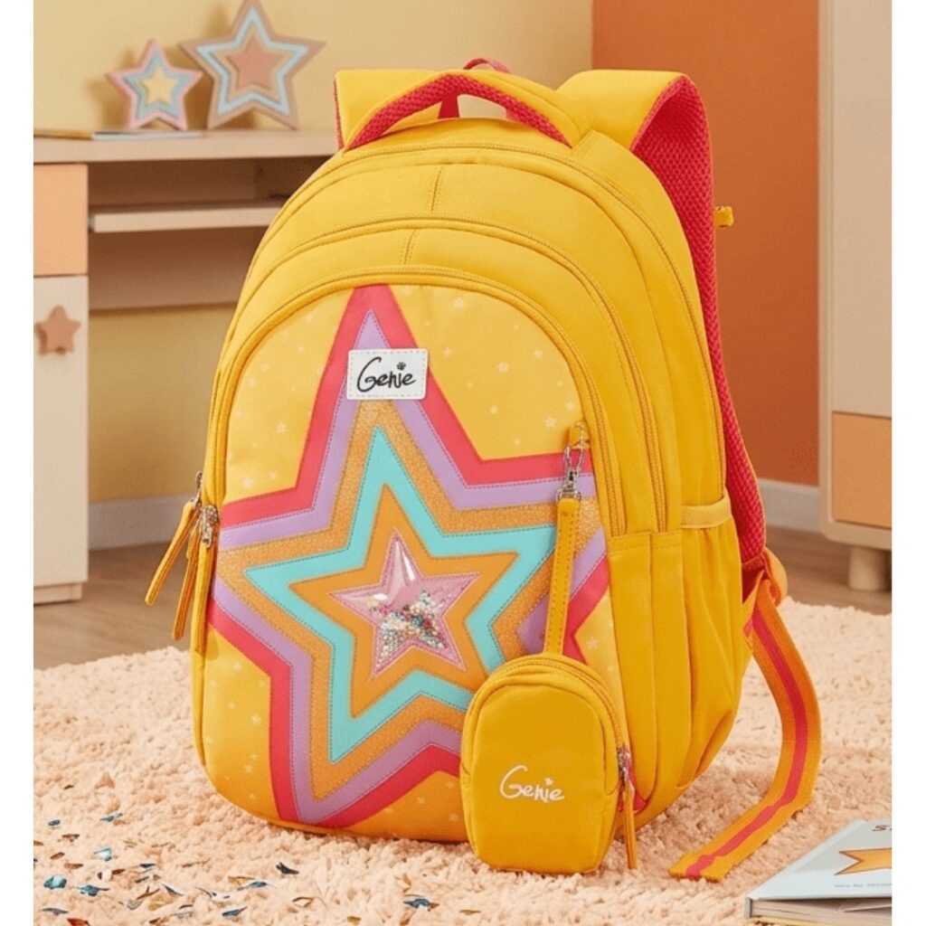 Genie Popstar School Bag for Kids - Mustard Yellow - Bhandari Stationers