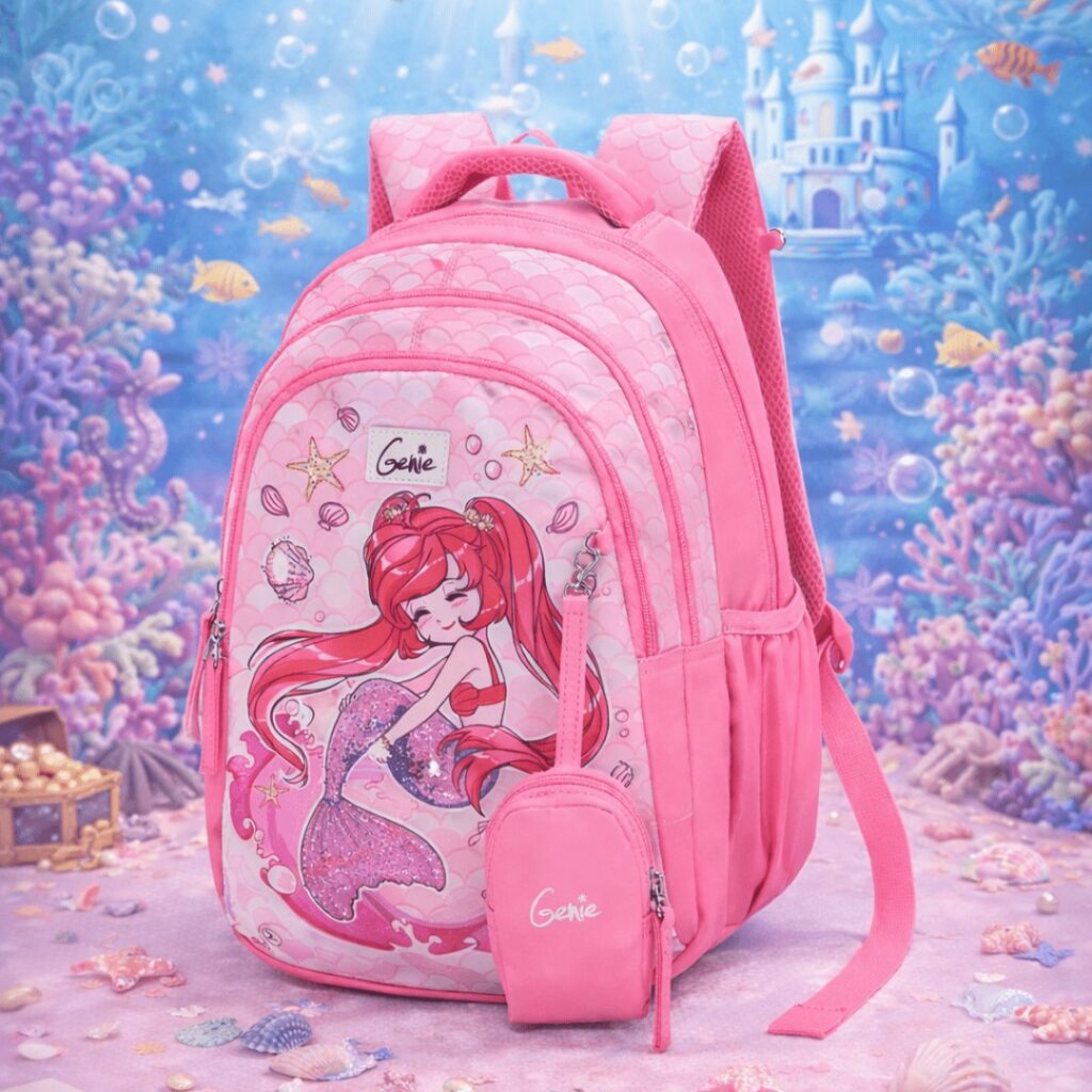 Genie Mermaid School Bag for Kids - Pink - Bhandari Stationers