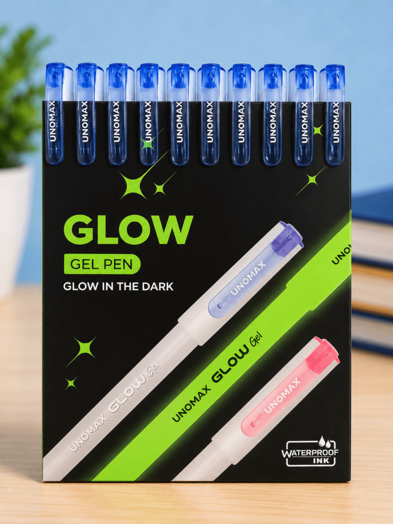 Unomax Glow Gel Pen Glowing In The Dark Water Proof Ink 10 Unit Pack - Bhandari Stationers