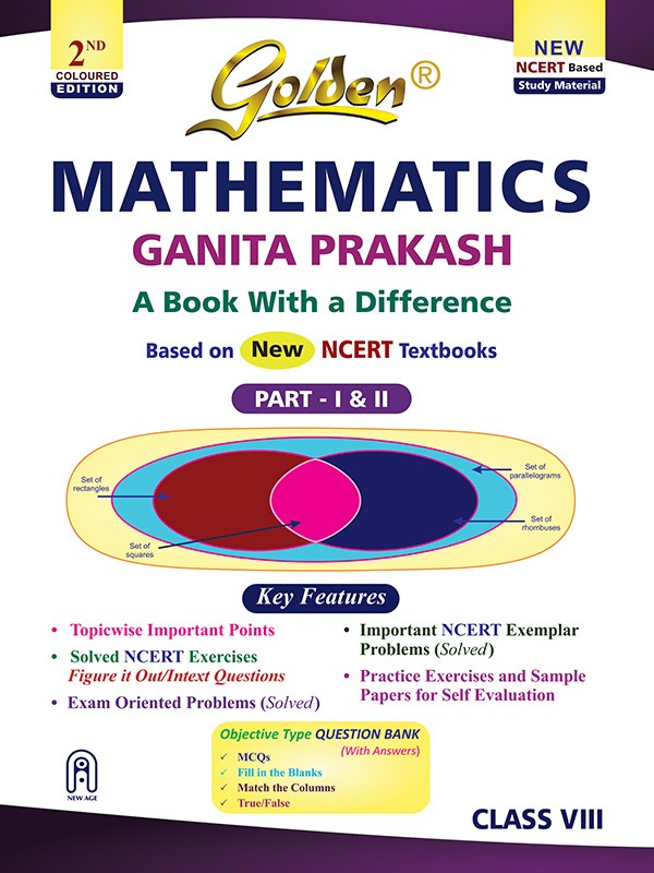 Golden Mathematics Ganita Prakash Part- 1 & 2 Guild Book For CBSE Class 8th Latest Edition 2026-27 - Bhandari Stationers Kota