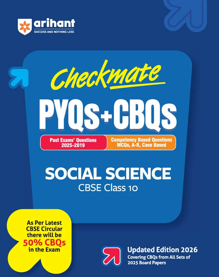 Arihant Checkmate Social Science For Class 10th PYQs & CBQs (Competency Based Questions & Previous Year Question) Latest Edition 2027 - Bhandari Stationers Kota