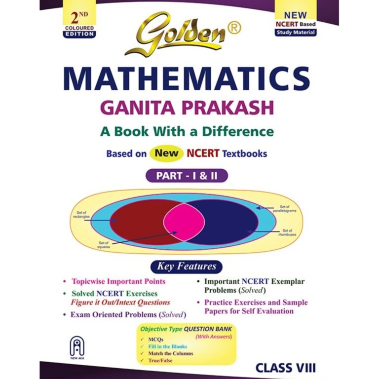 Golden Mathematics Ganita Prakash Part- 1 & 2 Guild Book For CBSE Class 8th Latest Edition 2026-27 - Bhandari Stationers Kota