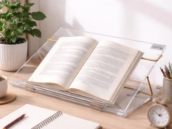 Premium Transparent Adjustable Table Top with Golden Page Holder - Bhandari Stationers Kota